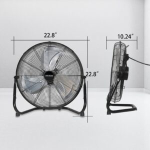 KEN BROWN 20 Inch High Velocity Floor Fan, 3-speed, 5 Blades, 360 Degree Tilting, Heavy Duty Metal Floor Fan for Garage, Shop, Gym