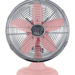 Good Housekeeping All-Metal 12" Retro Table Fan, Pink