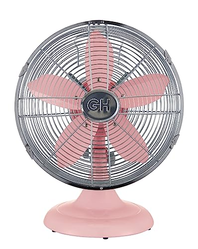 Good Housekeeping All-Metal 12" Retro Table Fan, Pink