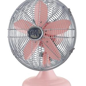 Good Housekeeping All-Metal 12" Retro Table Fan, Pink