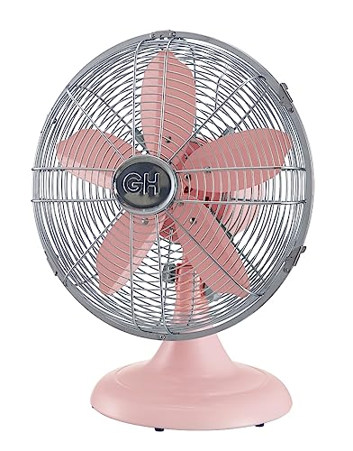 Good Housekeeping All-Metal 12" Retro Table Fan, Pink