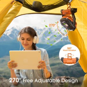 Portable Fan Rechargeable, Cordless Battery Powered Fan with LED Lantern, Small Table Fan, USB Battery Operated Fans for Travel Bedroom Home Camping Tent Office Beach Desk Picnic Barbecue Fishing