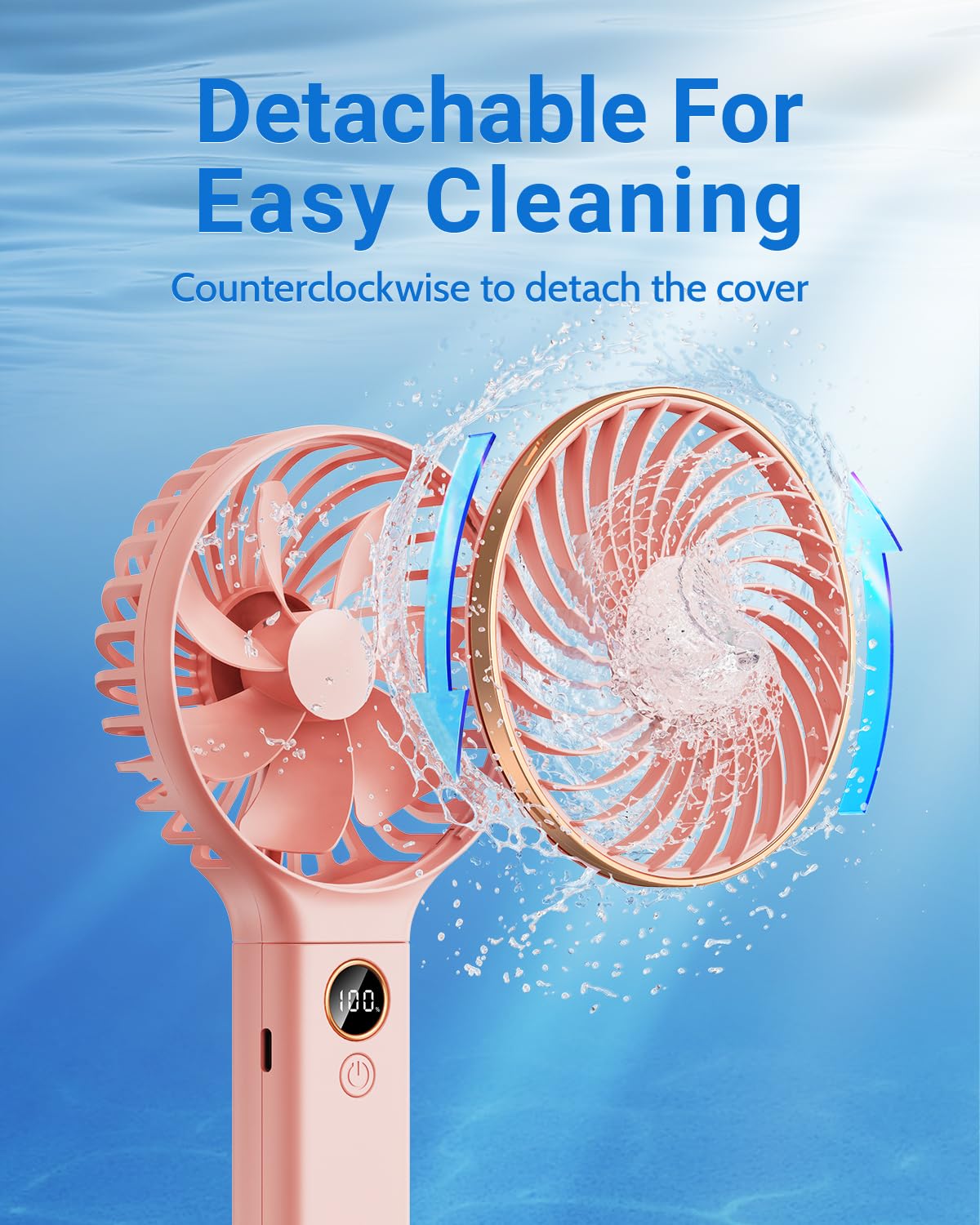 SWEETFULL Handheld Fan, Portable Fan, 5000mAh Rechargeable Battery, 6 Speed Wind, LED Display, Personal Mini Travel Fan with Backup Power, Hand Held Fan USB Foldable Electric Fan for Women Girl