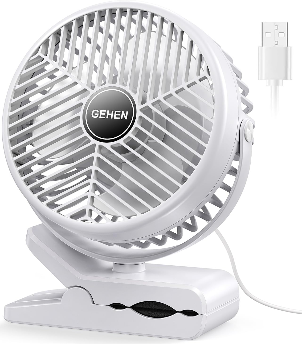 GEHEN 6 INCHES Personal Fan, Bedroom Clip on Fan Ultra Quiet Small Table Fan, Office Desk fan, 3 Speeds Cooling Clip on Fan with Strong Airflow, College Dorm Mini Fan