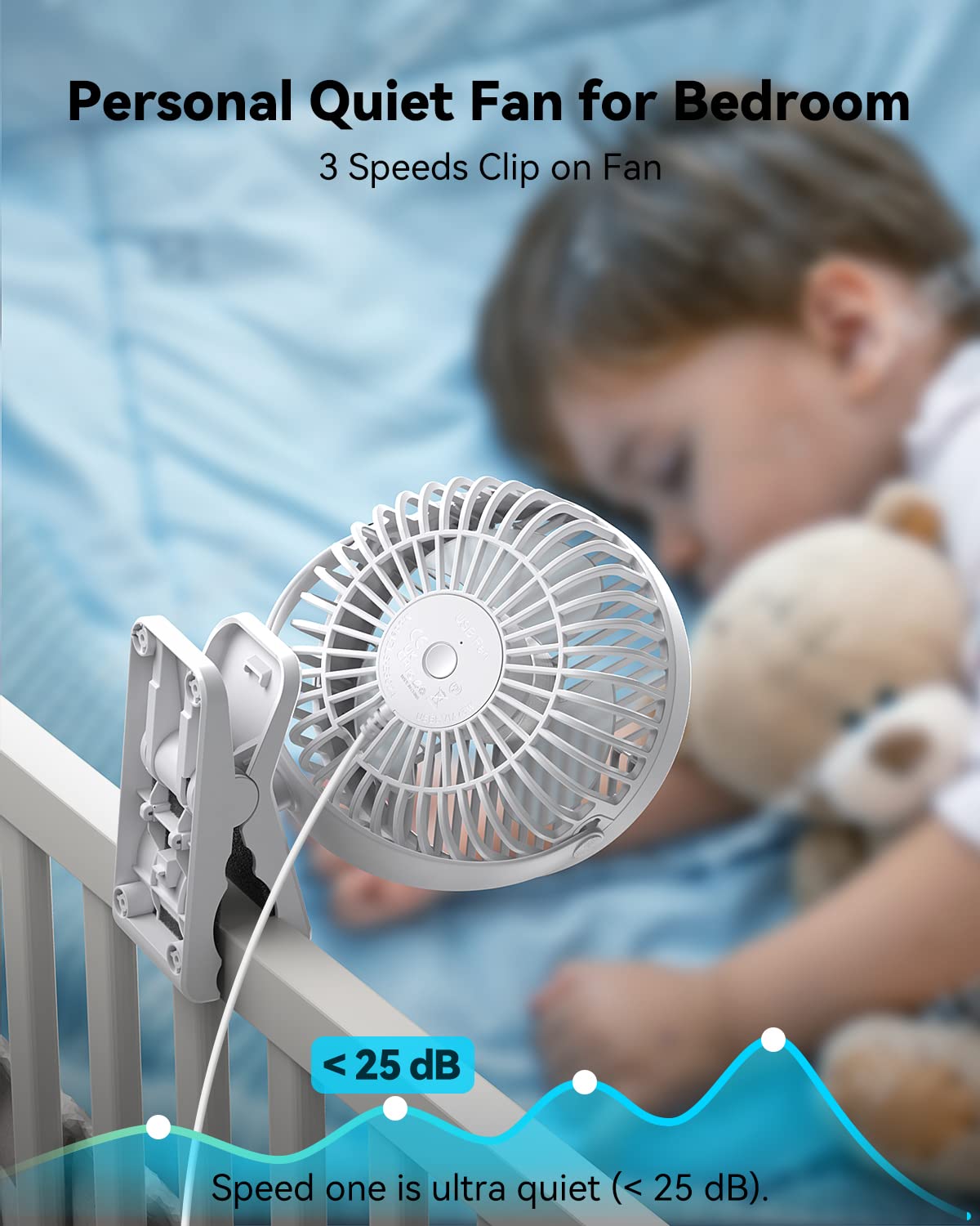 GEHEN 6 INCHES Personal Fan, Bedroom Clip on Fan Ultra Quiet Small Table Fan, Office Desk fan, 3 Speeds Cooling Clip on Fan with Strong Airflow, College Dorm Mini Fan