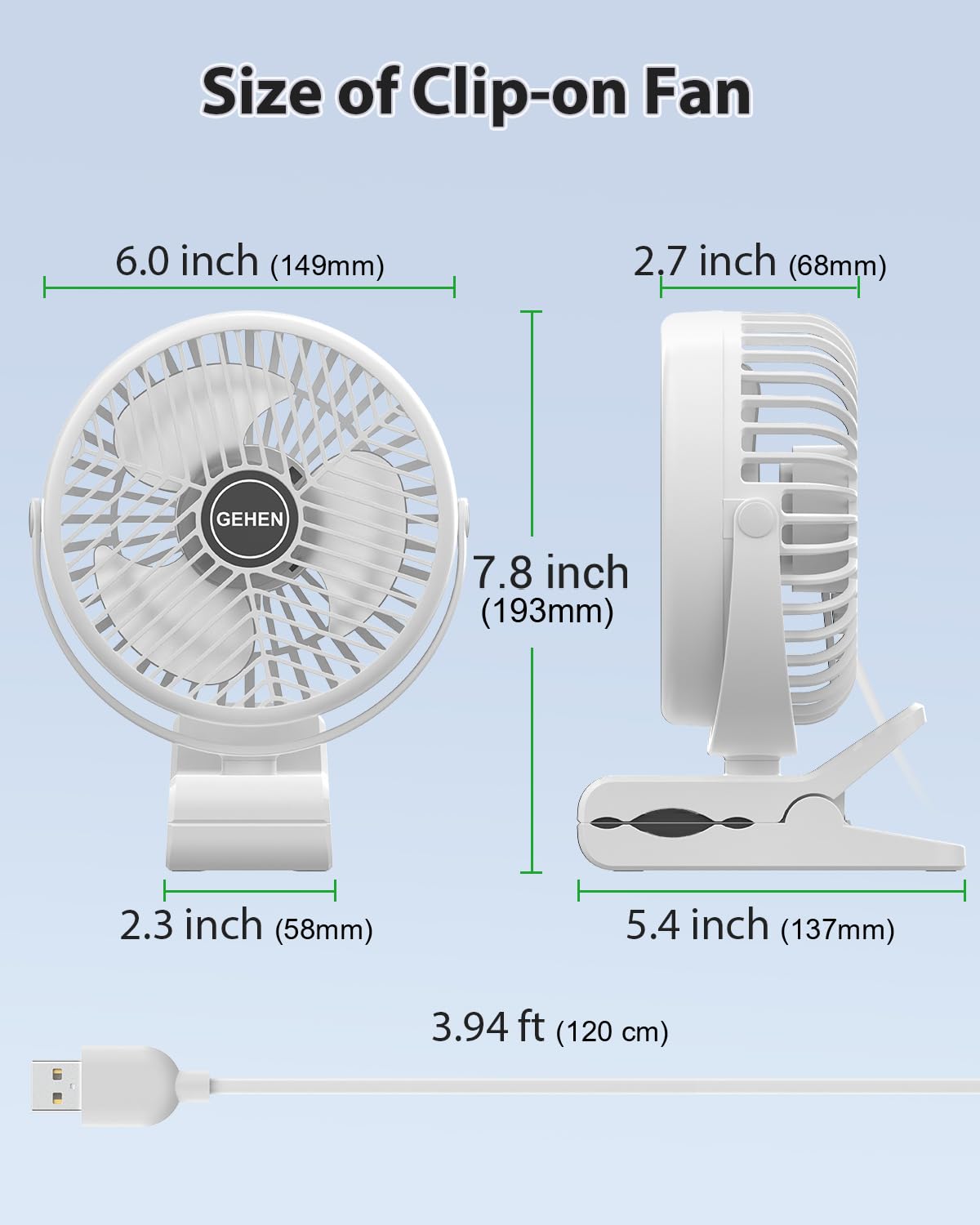 GEHEN 6 INCHES Personal Fan, Bedroom Clip on Fan Ultra Quiet Small Table Fan, Office Desk fan, 3 Speeds Cooling Clip on Fan with Strong Airflow, College Dorm Mini Fan