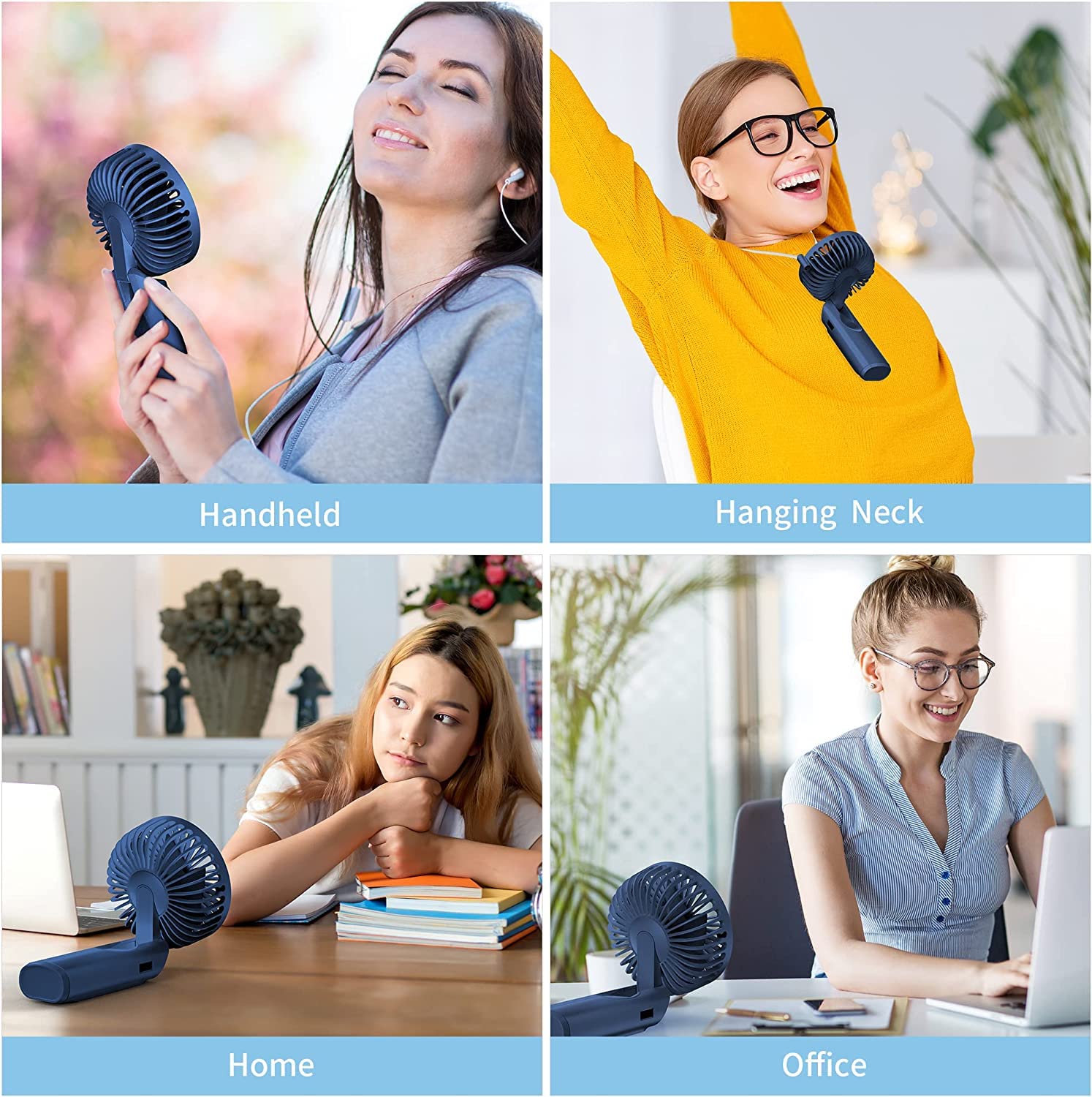 Handheld Fan, Portable Fan, 4000mAh Rechargeable Personal Fan, 180° Foldable Mini Desk Fan with 6 Wind Speed, LCD Digital Display, Lanyard as Neck Fan, Ultra Quiet, Pocket Size for Indoor Outdoor