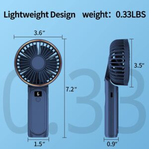 Handheld Fan, Portable Fan, 4000mAh Rechargeable Personal Fan, 180° Foldable Mini Desk Fan with 6 Wind Speed, LCD Digital Display, Lanyard as Neck Fan, Ultra Quiet, Pocket Size for Indoor Outdoor