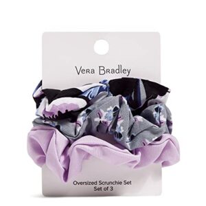 vera bradley women's scrunchie hair accessory set, plum pansies, one size