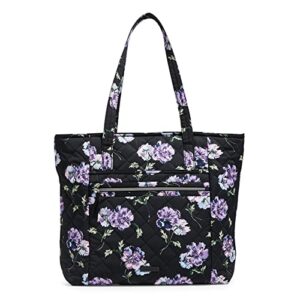 Vera Bradley Women's Performance Twill Vera Tote Bag, Floating Plum Pansies, One Size