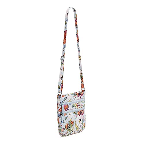 Vera Bradley Women's Cotton Triple Zip Hipster Crossbody Purse, Sea Air Floral - Recycled Cotton, One Size