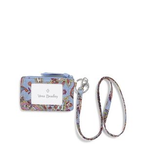 vera bradley women's cotton zip id case and lanyard combo, provence paisley, one size