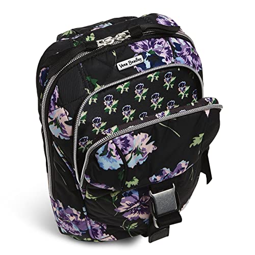 Vera Bradley Women's Performance Twill Utility Sling Backpack, Floating Plum Pansies, One Size