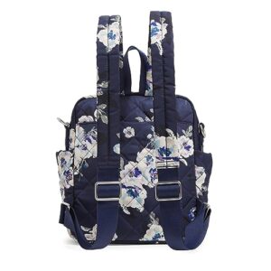 Vera Bradley women's Performance Twill Convertible Small Backpack Bookbag, Blooms and Branches Navy, One Size