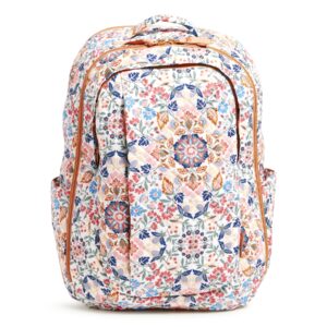 Vera Bradley Women's Cotton Large Travel Backpack Travel Bag, Enchanted Mandala - Recycled Cotton, One Size