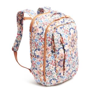 Vera Bradley Women's Cotton Large Travel Backpack Travel Bag, Enchanted Mandala - Recycled Cotton, One Size