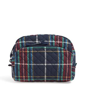 vera bradley women's cotton medium cosmetic makeup organizer bag, tartan plaid - recycled cotton, one size