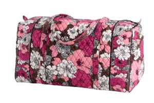 vera bradley large duffel in mocha rouge