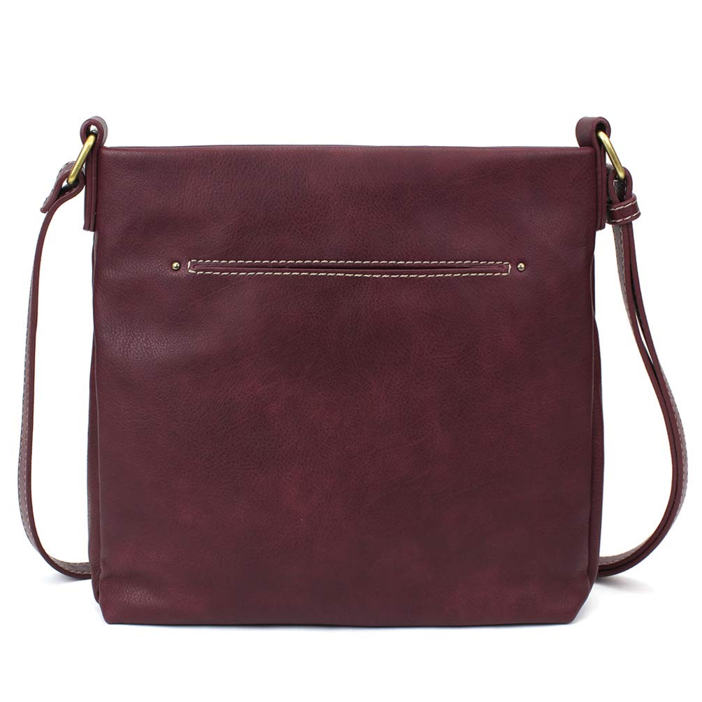 CHALA Laser Cut Crossbody Faux Leather - Metal Dragonfly - Plum