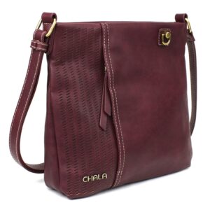 CHALA Laser Cut Crossbody Faux Leather - Metal Dragonfly - Plum