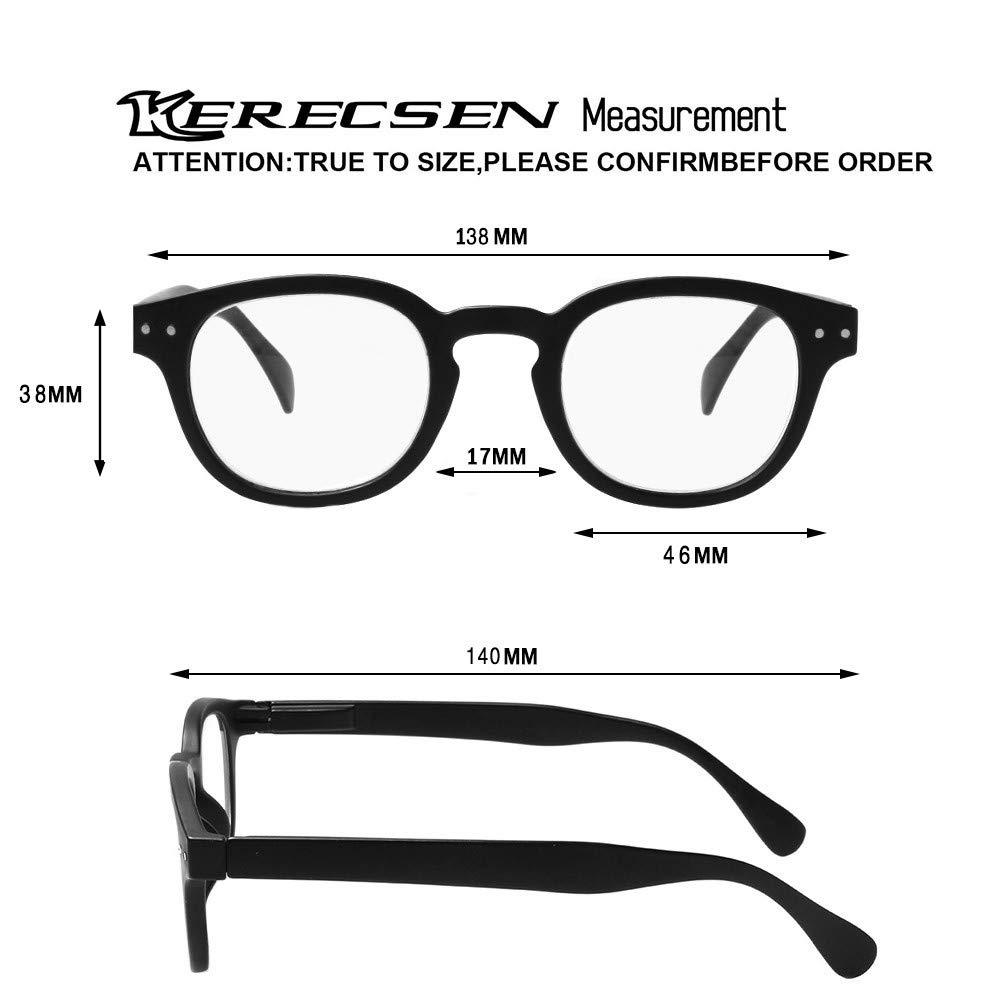 Kerecsen 5 Pack Reading Glasses for Women Men,Spring Hinges,Readers for Kids,Colorful Ladies Readers (5 Pack Mix Color, 3.50)