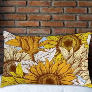 Vantaso Pillow Case Sunflowers Yellow Floral Flowers Summer Spring 2 Pack Pillow Cover Protector Pillow Sham Standard Size 20x26 inches Long Pillowcase Zippered