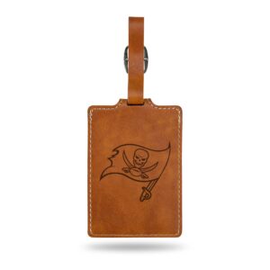 Rico Industries NFL Tampa Bay Buccaneers Brown Laser Engraved Ultra Suede Luggage Tag - Includes ID Card