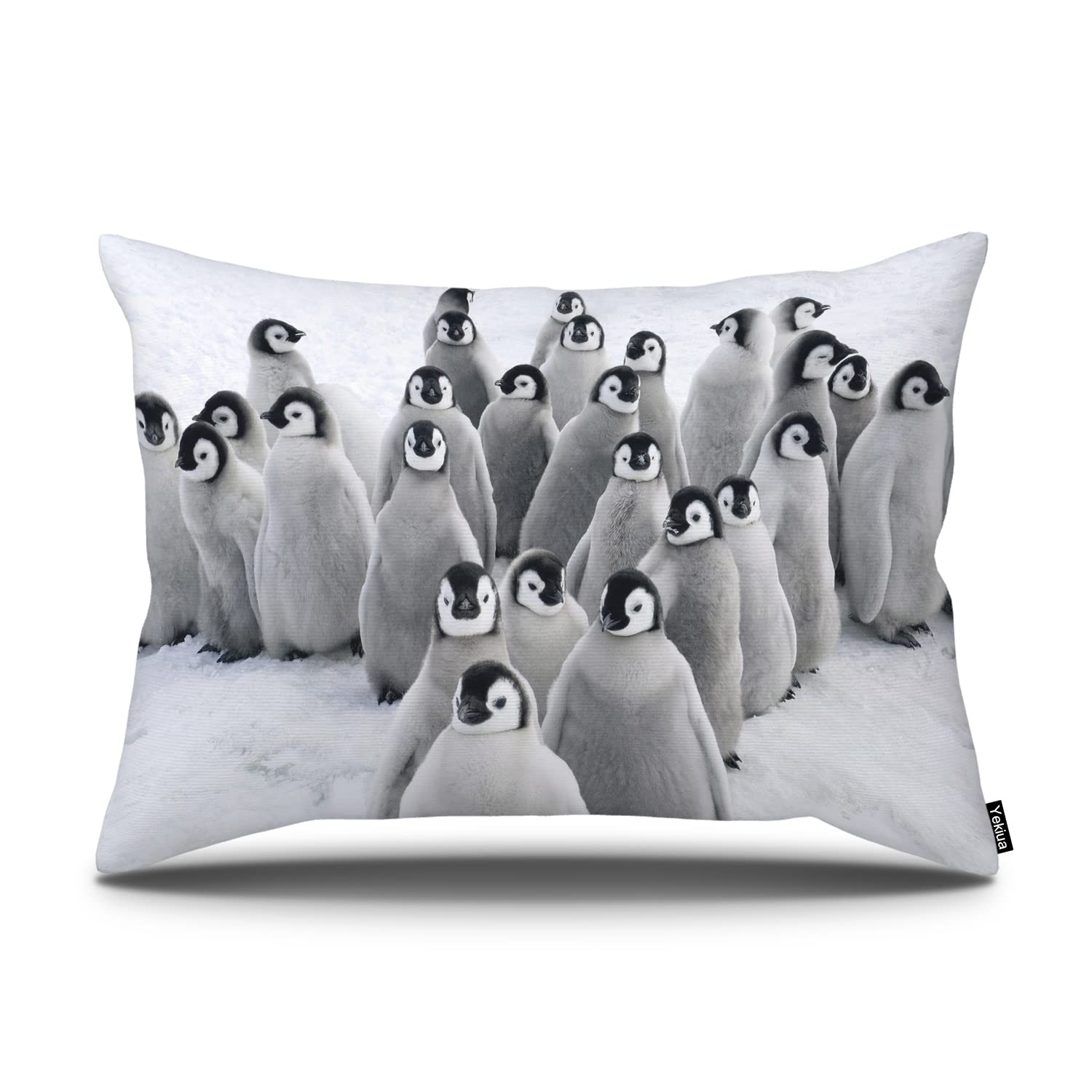 Yekiua Funny Penguin Throw Pillow Covers Antarctic Snow Cold Cute Animal Pillowcase Pillow Shams Cushion Case Single Side Printing 20X26 Inches Standard Size