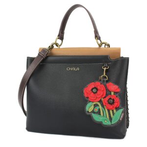 chala charming satchel - red poppy - black