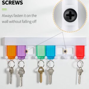 Uniclife Key Tag Rack Slot Style Plastic Wall Mounted Key Holder Organizer with Transparent Tough Key Tag Identifiers Markers in 8 Assorted Colors, 2 Pack