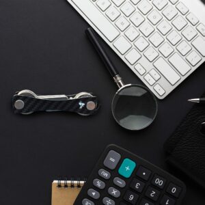 Carbon Fiber Compact Key Holder, Premium Smart Key Organizer Keychain (4-20 Keys), Heavy Duty Minimalist Multikey Folding Pocket Keyholder, Durable Locking Mechanism, Slick Slim Quiet Profile