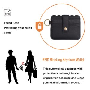 TSNSOEEO Keychain Wallet Wristlet RFID Small Credit Card Holder Bracelet Key Chain Purse Bangle Tassel Beads Key Rings for Women