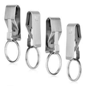 tiesome 4pcs belt key clip key chain, belt security metal key holder for car keys key chain and men women home office supplie (silver)