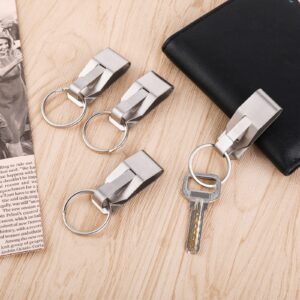 TIESOME 4pcs Belt Key Clip Key Chain, Belt Security Metal Key Holder for Car Keys Key Chain and Men Women Home Office Supplie (Silver)