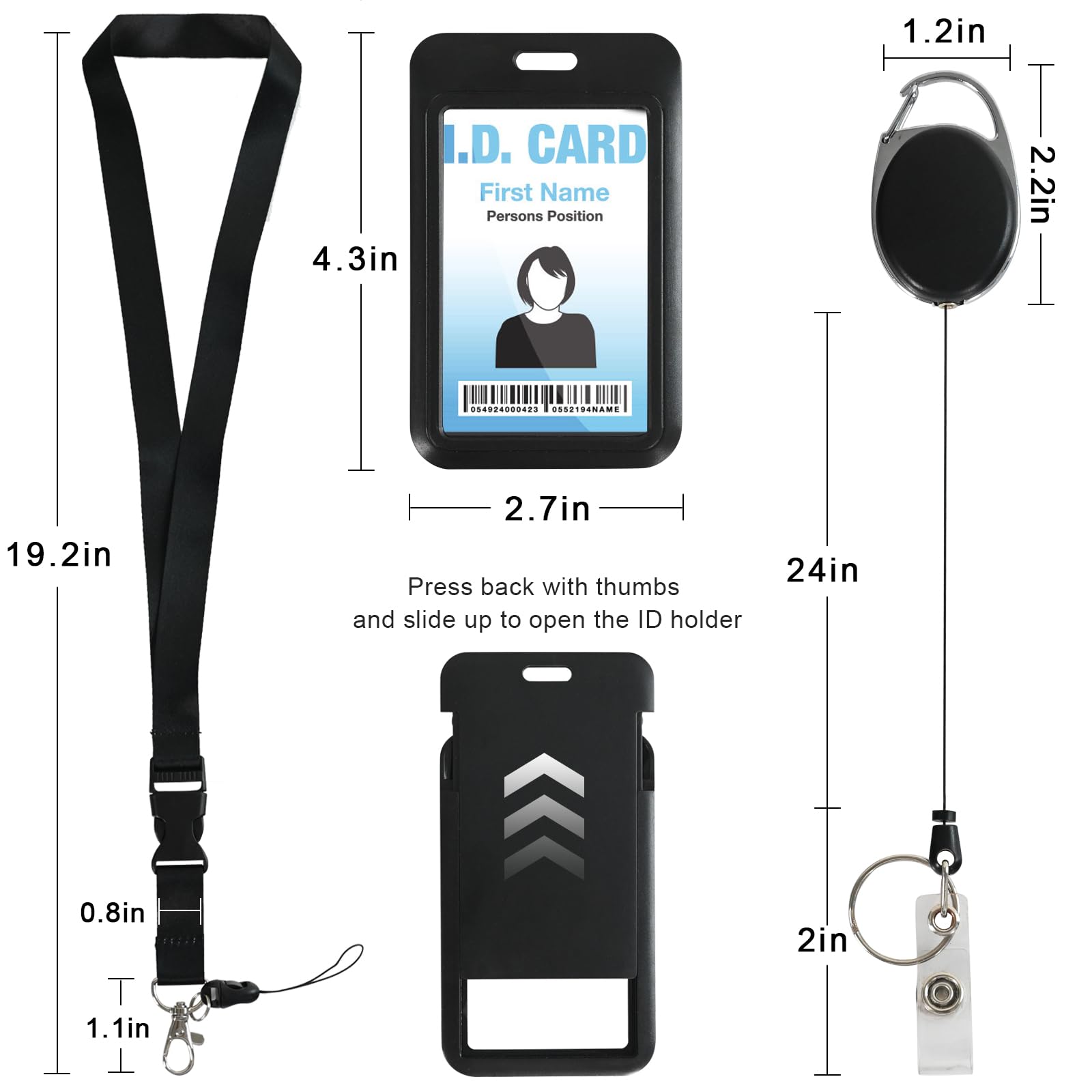 Retractable ID Badge Holder with Breakaway Lanyard,Heavy Duty Badge Reel,Detachable Keychain, Cruise Ship Cards Holder,for Nurse Officer Teacher Security Staff Women Men