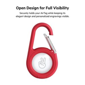 Belkin Apple AirTag Secure Holder with Carabiner - Durable Scratch Resistant Case With Open Face & Raised Edges - Protective AirTag Keychain Accessory For Keys, Pets, Luggage & More - Red