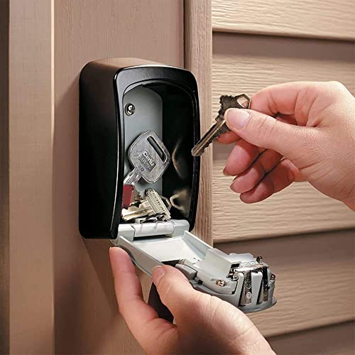 TTRWIN Security Key Lock Box, Resettable 4 Digit Combination Waterproof Lockbox, Key Safe Storage Security Lock Box, 5 Keys Large Capacity Wall Mounted LockBox for House Key, ID Card, Garage Key