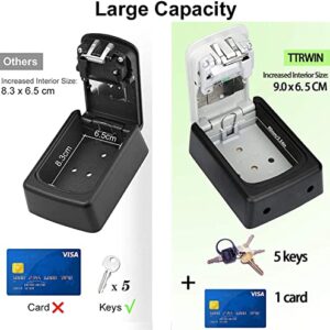 TTRWIN Security Key Lock Box, Resettable 4 Digit Combination Waterproof Lockbox, Key Safe Storage Security Lock Box, 5 Keys Large Capacity Wall Mounted LockBox for House Key, ID Card, Garage Key