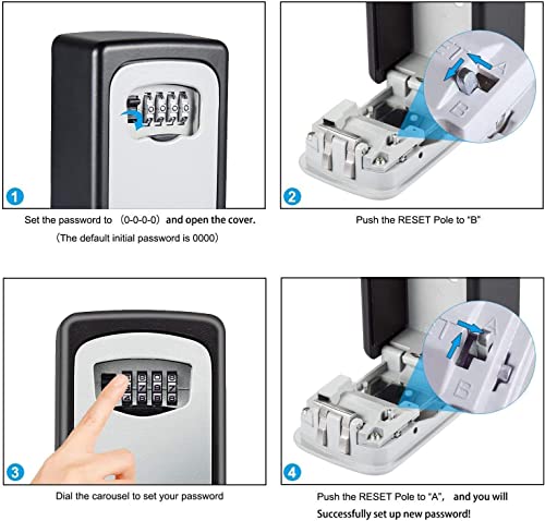 TTRWIN Security Key Lock Box, Resettable 4 Digit Combination Waterproof Lockbox, Key Safe Storage Security Lock Box, 5 Keys Large Capacity Wall Mounted LockBox for House Key, ID Card, Garage Key