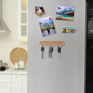 Modern Magnetic Key Holder for Wall, Solid Wood, Holds 4 Keys, and Includes 4 Metal Key Rings and Mounted by Either Magnetically or Using Self Adhesive Tape for Renter Friendly, Nail-Free Installment