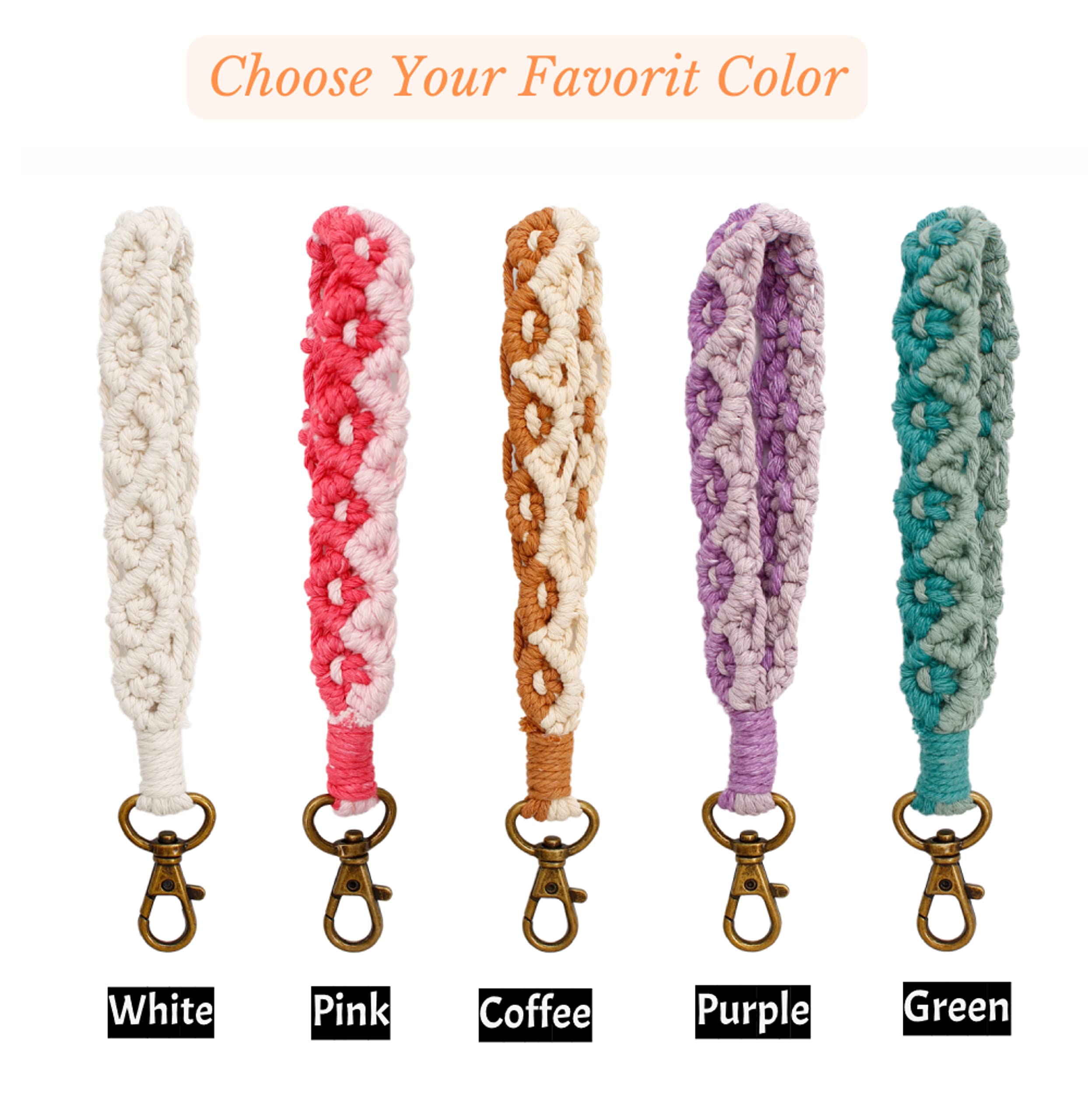 Macrame Keychain Car Keys Keychain Wristlet Keychain Wrist Lanyards For Keys Cute Key Chain Key Lanyard Wrist Lanyard for Women Girls Keyring Bracelet Holder Key Wristlet Keychains for Women