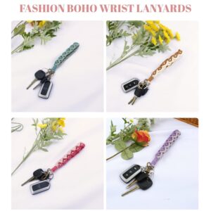 Macrame Keychain Car Keys Keychain Wristlet Keychain Wrist Lanyards For Keys Cute Key Chain Key Lanyard Wrist Lanyard for Women Girls Keyring Bracelet Holder Key Wristlet Keychains for Women