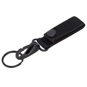 dotacty heavy duty belt keeper clip key holder with nylon molle strap & metal snap & key clip & key ring tactical keyrings hook keychain organizer police leo correctional officer (black)