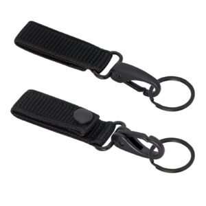 Dotacty Heavy Duty Belt Keeper Clip Key Holder with Nylon MOLLE Strap & Metal Snap & Key Clip & Key Ring Tactical Keyrings Hook Keychain Organizer Police LEO Correctional Officer (Black)