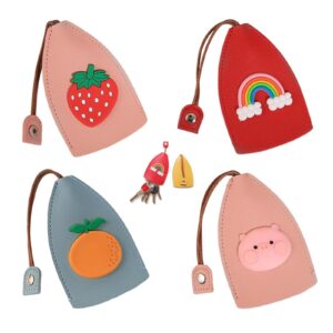 diowus car key case, cute fruits pu leather key bag creative pull-out cute large-capacity car key case car keychain pouch sleeve (large pattern)