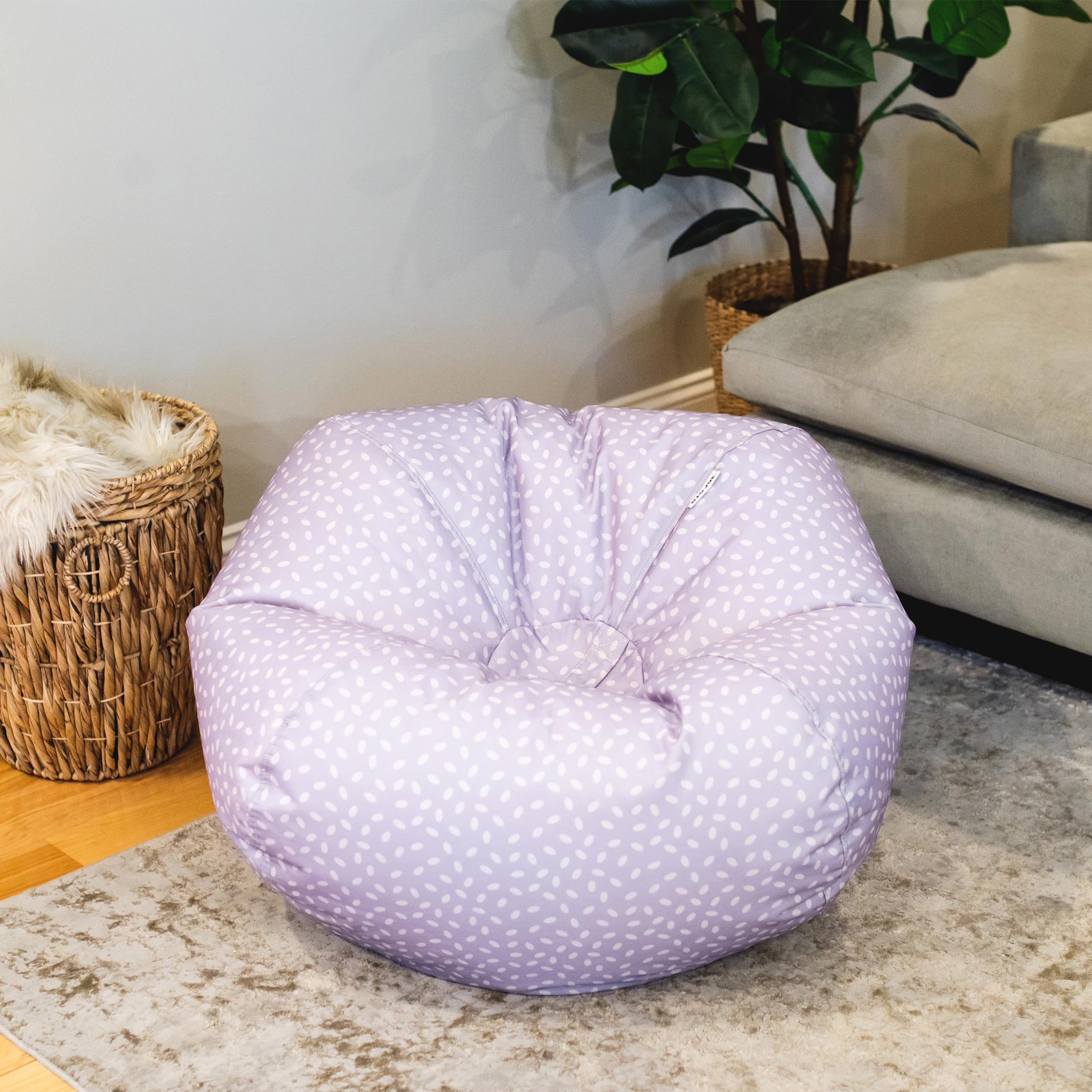 Big Joe Classic Bean Bag Chair, Petal Pip Lilac Smartmax, Durable Polyester Nylon Blend, 2 feet Round