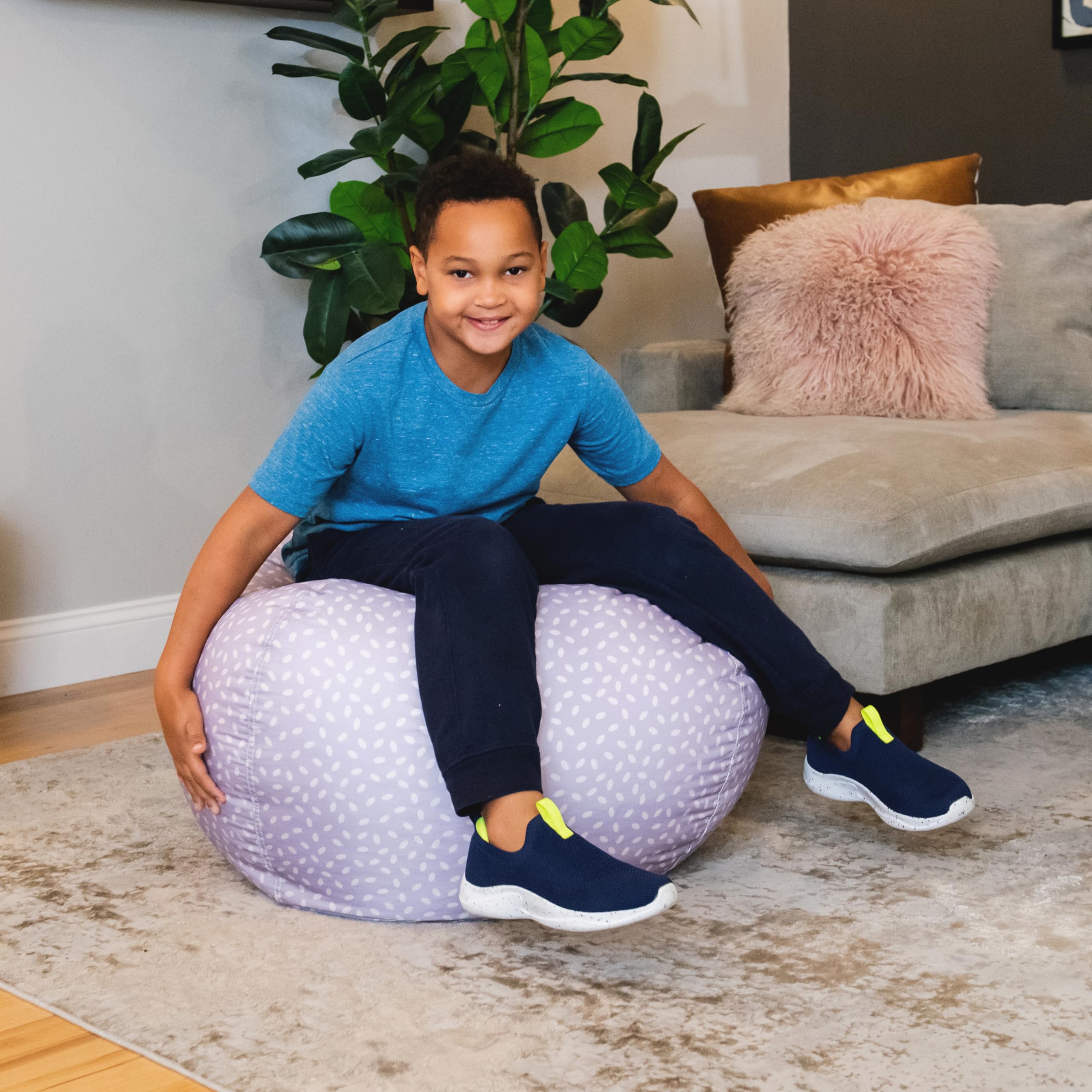 Big Joe Classic Bean Bag Chair, Petal Pip Lilac Smartmax, Durable Polyester Nylon Blend, 2 feet Round