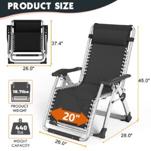 MOPHOTO Zero Gravity Chair, Outdoor Padded Lounge Chair with Side Table, Reclining Chair, Sturdy & Comfortable, Supports up to 440lbs