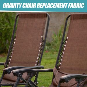 Queekay 2 Pcs Gravity Chair Replacement Fabric with 8 Bungee Cord Lounge Chair Cloth Mesh Patio Chair Repair Kit for Patio Recliner Outdoor Lawn Pool Beach Sling Chair(Brown, 63" x 17")