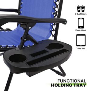 Magshion Set of 2 Outdoor Zero Gravity Chair Reclining Lounger with Sun Shade and Mesh Back, Cup Holder & Side Table, Support 300lbs, Blue